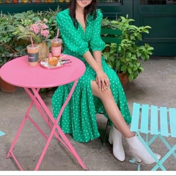 Zara bright green polka dot midi dress NWT. Bloggers favorite - Picture 6 of 9